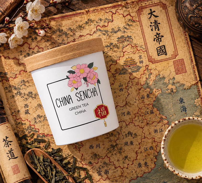 China Sencha Leo Tea – chińska zielona herbata liściasta w dekoracyjnym kubku tekturowym